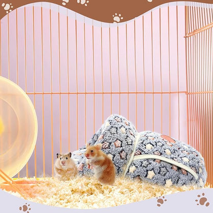 Wenqik 2 Pcs Guinea Pig Hideouts Washable Bunny Bedding Cuddle Warm Small Pet Sack Supplies Portable Pet Carrier Cage Nest Guinea Pig Accessories for Cage(Blue, Khaki,Star)