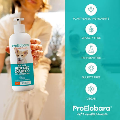 Medicated Dog Shampoo for Itchy Relief: Yeast Skin Infections and Bacterial Treatment for Dogs - Helps Hot Spots, Deodorizing, Allergy Relief - Healthy Skin & Coat - Antifungal Dog Shampoo 16 oz