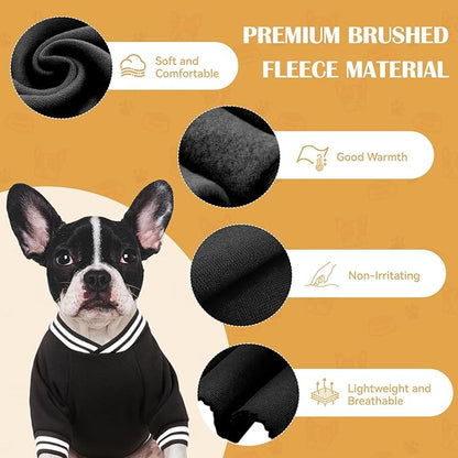 Dog Sweaters for Large Dogs, Brushed Fleece Dog Sweater Baseball Jacket Large Pet Sweater Clothes Soft Warm Boy Girl Pet(Black-L)