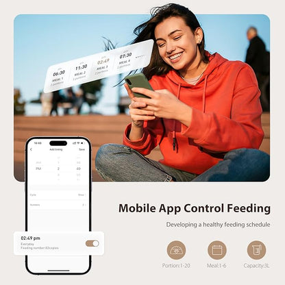 IMIPAW 5L Automatic Cat Feeder with Camera - AI Pet Recognition & Recording, Night Vision, 5G WiFi APP Remote Control, Two-Way Audio & Desiccant Bag, Timed Programmable Food Dispenser for Small Pets