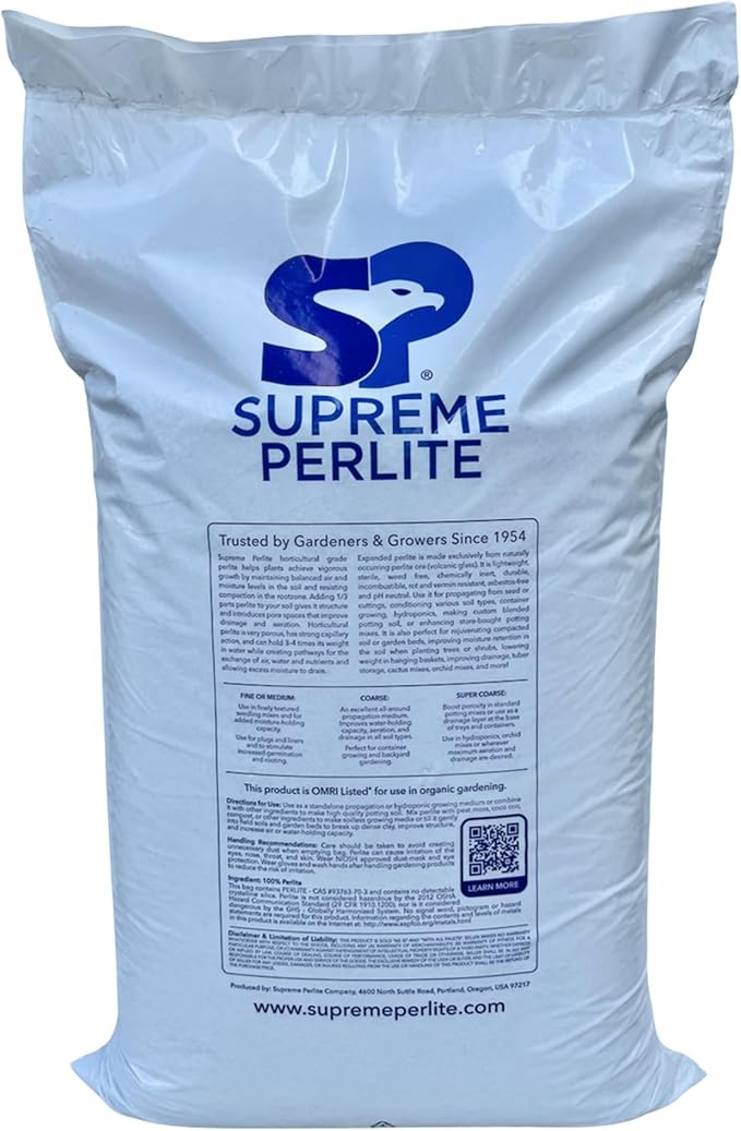 Supreme Perlite Super Coarse Horticulture Perlite, 4 Cu Ft Bag - for High Porosity Potting Soil Mixes, Propagation, and Organic Gardening - Maximizes Drainage & Aeration