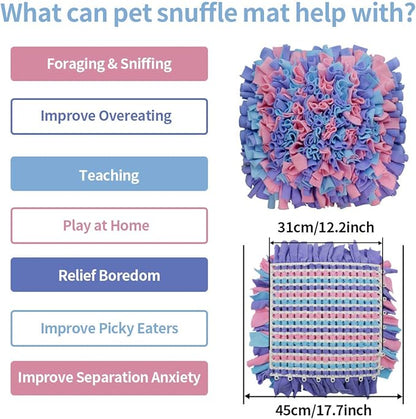 LIVEKEY Pet Snuffle Mat for Dogs, Dog Feeding Mat, Nosework Training Mats for Foraging Instinct Interactive Puzzle Toys (Pink&Purple&Blue)