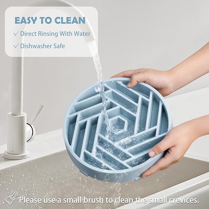 TOBYTO Slow Feeder Dog Bowls Large Medium Breed,Anti-Choking Slow Eating Dog Food Bowl,Non Slip Pet Slower Food Feeding Bowls Large Puzzle Slow Feeder Bloat Stop Maze Dog Dishes,Mist Blue