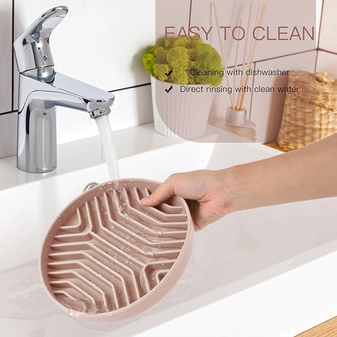 Slow Feeder Dog Bowls, Puzzle Silicone Dog Feeding Bowls with Suction Cups, Anti-Choking, Non-Slip Design, Reduces Boredom, Anxiety, Ideal for Medium to Small Dogs & Cats - XAQMHSW (Pink)