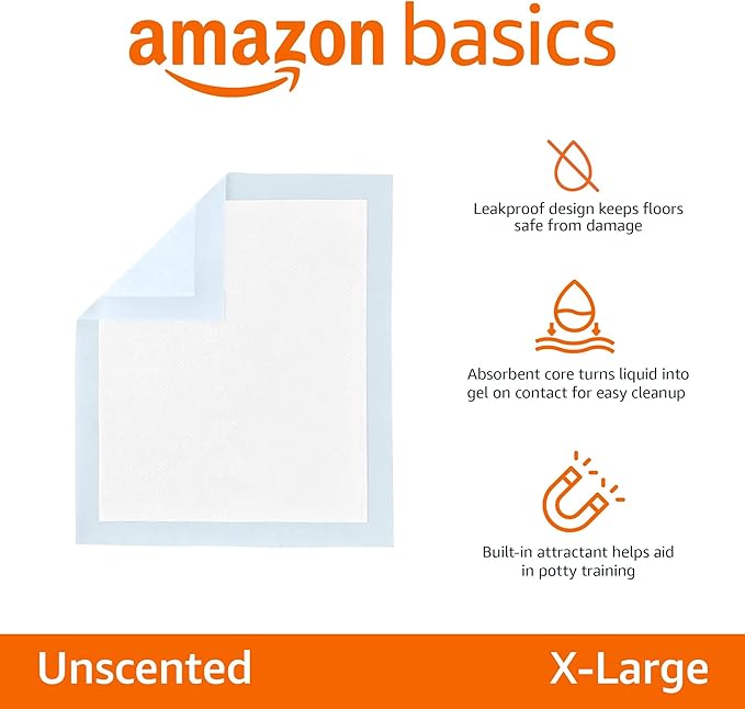 Amazon Basics Basic Disposable Dog Training Pads,XL, 15 Pack