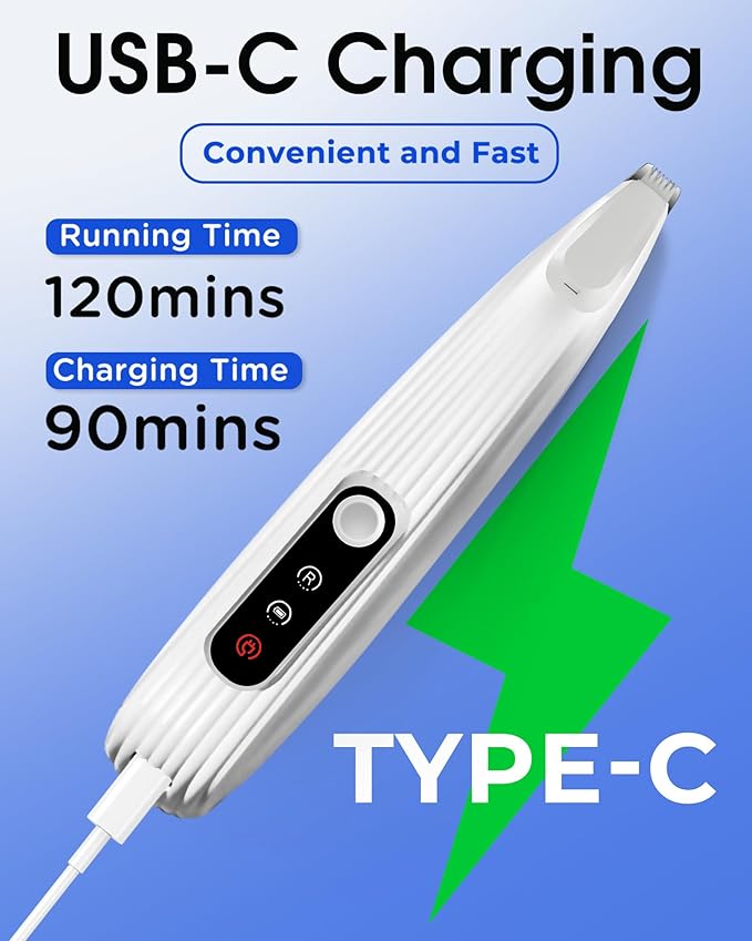Upgraded Dog Paw Trimmer with LED Light, 9 mm Mini Blade (0.35 inches), Smart Display, Type-C Rechargeable Pet Clippers for Small Dogs Cats Trimming Paws, Eyes, Ears, Face, and Rump