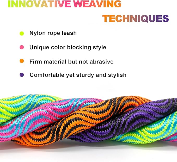 ZALER Long Dog Leash, 50 feet 30ft 20ft 15ft 10ft Dog Training Lead, Heavy Duty Check Cord Recall Leash for Dogs Training, Playing, Camping, or Backyard (20FT, Black Purple)