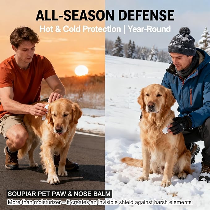 Vet-Approved Dog Paw Balm & Nose Butter 2.1oz - Lick-Safe All-Natural Moisturizer with Coconut Oil, Nourishes Dry Paws & Noses, Protects Against Hot Pavement & Winter Cold for Dogs, Cats & Horses