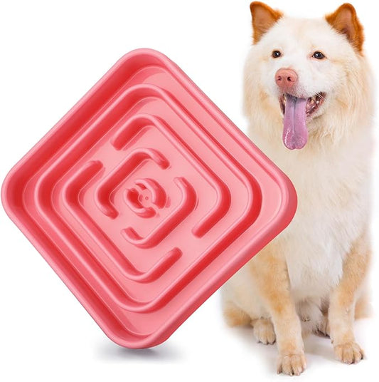 Slow Feeder Dog Bowls for Large Medium Dogs, Anti-Choking Slow Eating Maze Dog Food Bowl, Anti-Slip Slow Feeding Pet Puzzle Bowl,Pink