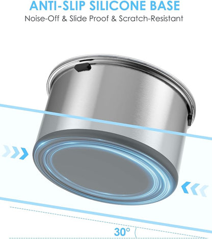 1 Gallon Large Dog Water Bowl No Spill,【Anti Digging Lid & Rubber Bottom】 Spill Proof Dog Bowl, Anti Splash Mess Dripless Slow Drinking Stainless Steel Water for Sloppy Messy Drinkers Car