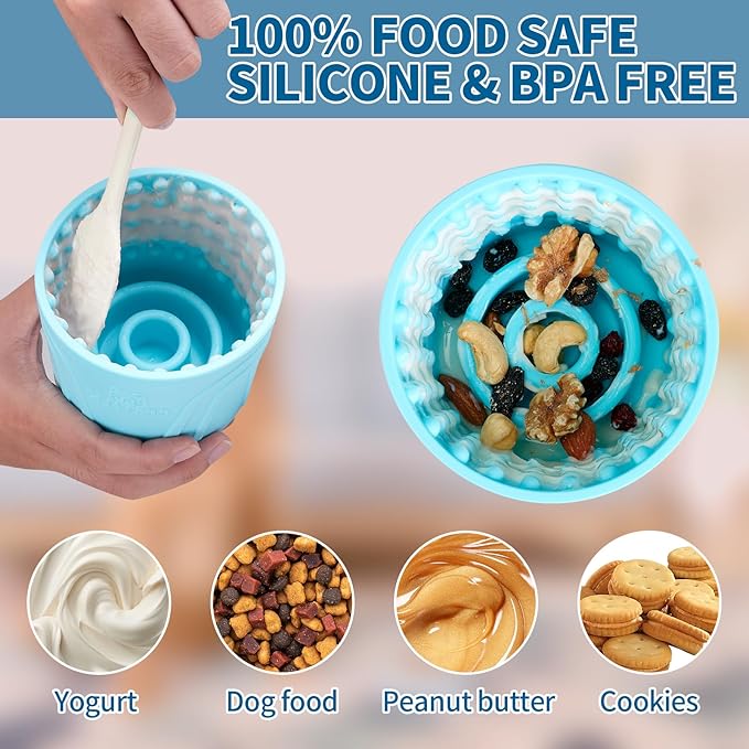 Dog Lick Bowl, Bestalk Anxiety Relief Slow Feeder Dog Lick Mat Treat Dispenser, Non-Slip Licking Bowl Enrichment Toys for Small Medium and Large Breed Dogs, BPA Free Silicone(Teal,S)