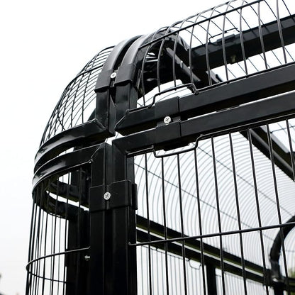 wonline Parrot Cages for Large Birds Outdoor Extra Large Bird Cage with Bird Cage and Perch, Suitable for Macaws Canaries Parrots Budgie Lovebirds (Black)