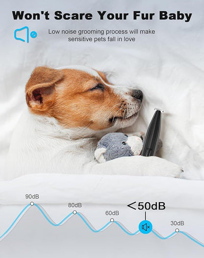 Dog Paw Trimmer for Grooming, Cordless Rechargeable Dog Clippers with Widened Blade, Low Noise Electric Cat Precision Shaver for Small Pet's Hair Around Eyes, Faces, Ears, Paws, Rump(Black)