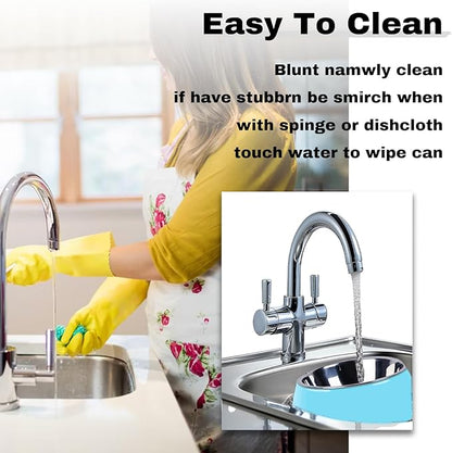 Personalized Stainless Steel Dog & Cat Food/Water Bowls – Custom Pet Name, Non-Slip, Easy Clean Feeding Dishes with Separate Plates(Blue)