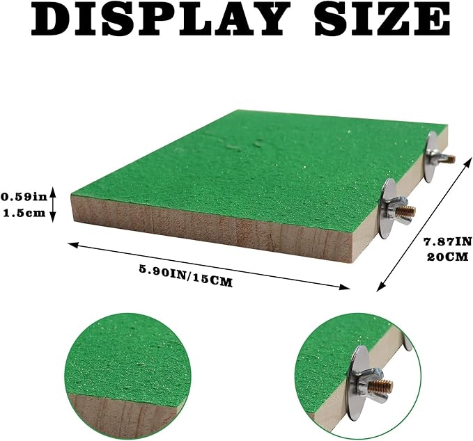Dnoifne 7.9×5.9 Inches Large Bird Perch Stand Platform, Natural Wooden Bird Cage Accessories, Bird Stand Perch with Rough Quartz Sand Surface for Parrot, Parakeet, Budgies, Cockatiel, Rats