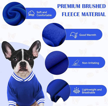 Dog Sweaters for Large Dogs, Brushed Fleece Dog Sweater Baseball Jacket Large Pet Sweater Clothes Soft Warm Boy Girl Pet(Blue-XL)