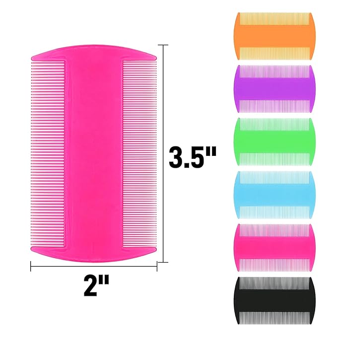 120 Pack Plastic Flea Lice Combs, Fine Tooth Flea Tick Comb, Double Sided Pet Combs, Cat Dog Hair Dandruff Removal Comb, Grooming Tools for Rabbit, Cat, Dog, Kitten, Small Pet (6 Colors)