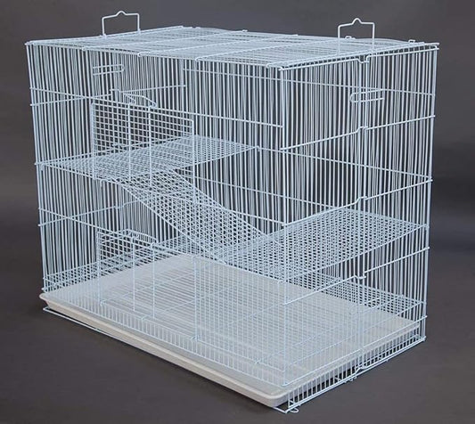 Large 3-Level Easy Foldable Chew-Proof with Tight 3/8 Inch Bar Spacing Shelves & Ladders for Ferret Chinchilla Sugar Glider Rats Mice Gerbil Mouse Metal Travel Carrier Cage Easy Clean Pull Out Tray