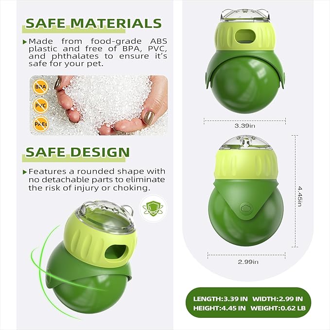 KADTC Wobble Cat Treat Dispenser Toy U.S. Brand & Design for Indoor Cats Enrichment Ball Kitten Kibble Dispensing Food Balls Slow Feeder Toys Kitty Interactive Stimulating Toys