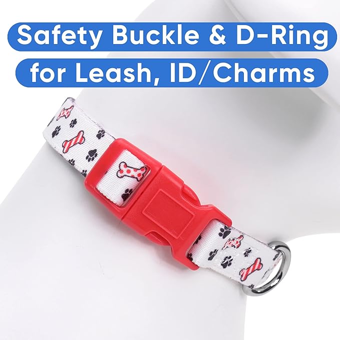 Pawtitas Soft Adjustable Puppy Collar Leash Harness Sold Separately Personalized Customizable Dog Collar Embroidered Customize Pet Name Phone Number Christmas Dog Collar Large Dog Christmas