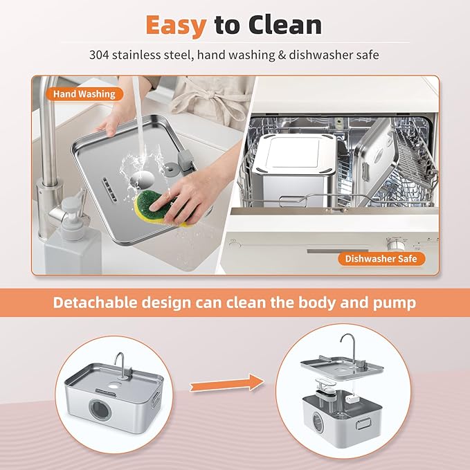 Dog Water Fountain Stainless Steel 12L/410oz/3.2Gal, DYSJ01 Ultra Quiet Pet Water Fountain for Large Dogs Cats & Multi-Pet Home with Water Level Window & LED Indicator