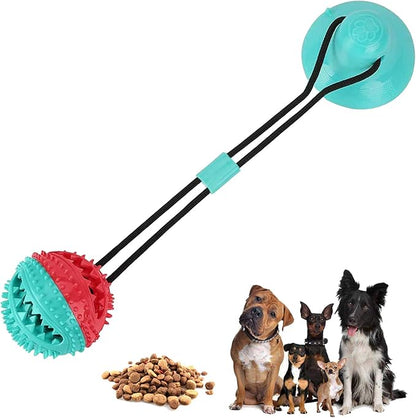 Guardians Dog Chew Toy with Suction Cup for Aggressive Chewers, Puppy Training Treats, Food Dispensing Ball, Pet Teeth Cleaning Rope Toys for Small Medium Dogs (Blue&Red)