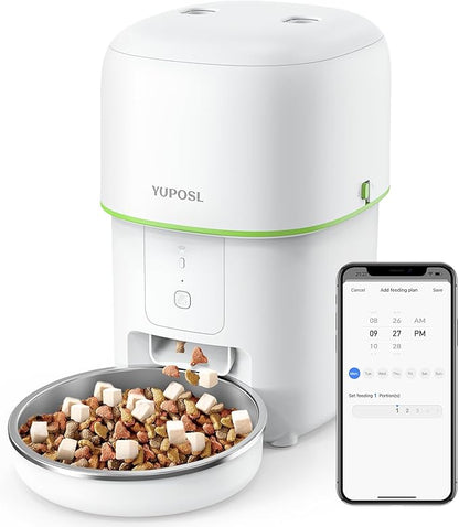 5G WiFi Automatic Cat Feeders Easy to Use - 8cup/68oz Cat Food Dispenser, Automatic Timed Cat Feeder with Dual-Band WiFi APP Control for Remote Feeding, Easy to Clean Also for Dogs