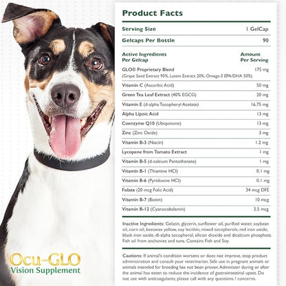 Ocu-GLO Canine Vision Supplement for Small Dogs 10 lb and Under-90 Liquid Gel Caps