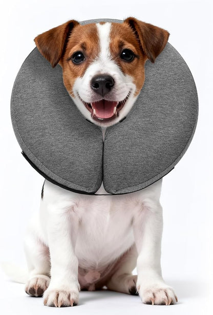 MIDOG Inflatable Dog Cone Collar – Soft Dog Cone Alternative After Surgery, Comfortable Recovery Neck Donut ECollar for Small Medium & Large Dogs and Cats to Stop Licking & Vision-Friendly (Grey,S)