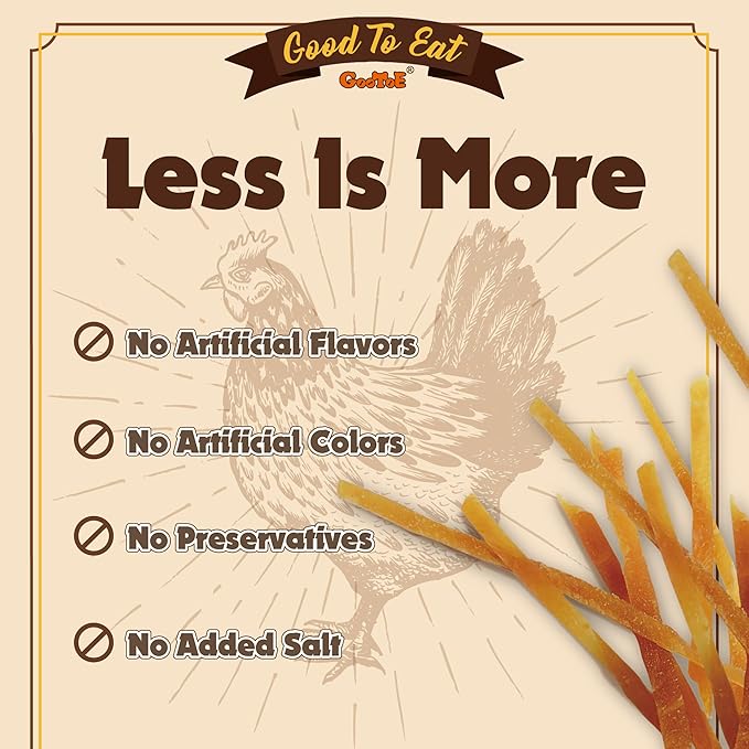 Gootoe Soft Chicken Breast Strips 1 lb, Dog Treats, All Natural, Grain-Free, High-Protein, Healthy & Easily Digestible, Soft Texture