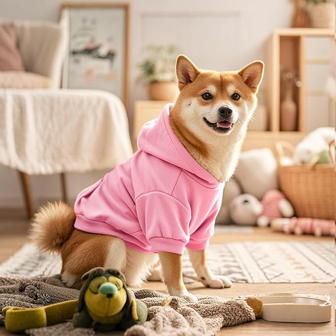 Idepet Pet Dog Hoodies Dog Clothes for Small Dogs Vest Chihuahua Clothes Warm Coat Jacket Autumn Puppy Outfits Cats Dogs Clothing(S,Pink)