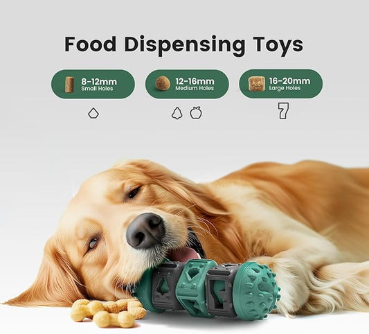 Grdner Pet Durable Dog Chew Toys,Tough Nylon +Safe Rubber Interactive Slow Feeder Puzzle Toys With Clean Teeth Protrusions,Boredom Busters,Treat Dispensing Toy to Keep Them Busy, All Breeds Dogs-Green