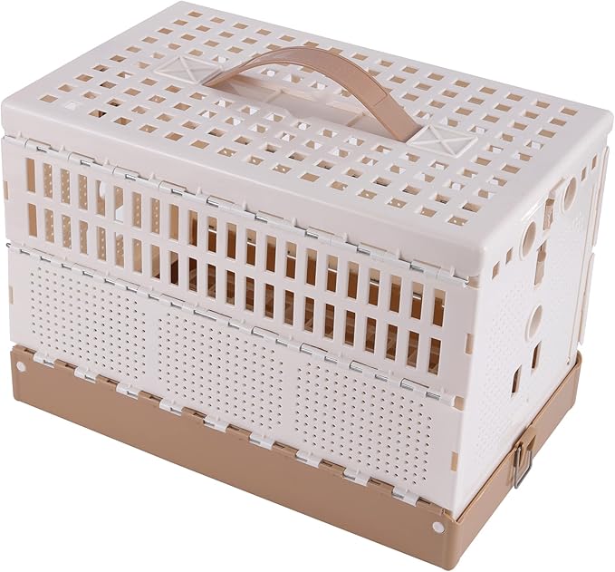 Plastic Foldable Pigeon Cage with Handle, Portable Bird Travel Carrier Cage Pigeon Cage Pairing Cage Pigeon Nest Box Easy to Clean for Training and Release Competition(S)(Two Doors)