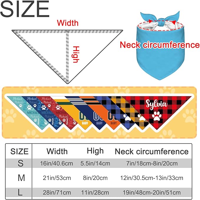 Personalized Dog Bandana Custom Dog Pet Name Scarf Customized Adjustable Triangle Scarf Birthday Style9