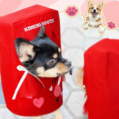 Solsew Valentine Dog Costume Kissing Booth Headpiece for Dog and Cats Cute Pup Kissing Booth Pet Headwear Costume Gift for Holiday Birthday Party(S/m)