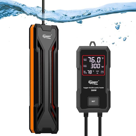 hygger Aquarium Heater 300W/500W/800W/1000W, Submersible Fish Tank Heater with Digital LED Controller and Intelligent Leaving Water Automatically Stop Heating System, for Freshwater and Saltwater