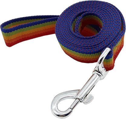 Nylon Dog Training Leash, Traction Rope, 4Ft /5 Foot /6 Feet Long, 5/8 inch 3/4 Inch 1 Inch Wide, for Small and Medium Dogs (3/4'' x 4 F, Rainbow)