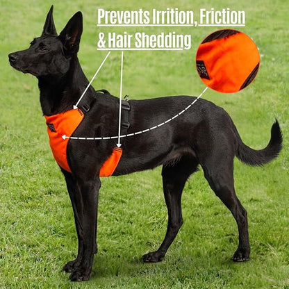 YAP Techno® No Pull Dog Harness, 4-Way Adjustable, Temperature Controlled Pet Vest Harness, Chokefree Dog Harness with Easy Control Handle for All Breeds; 30-55 lbs (Signal Orange, Medium-Wide)
