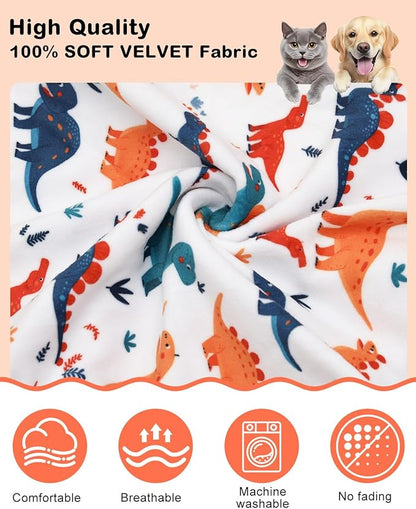 CuteBone Dinosaur Costume Dog Pajamas, Stretchy Spandex Crystal Velvet Sleepwear Coat for Small Dogs, Soft & Warm Pet Outfit Clothes for Cold Weather, Cozy Pullover Design COSP02-4XL