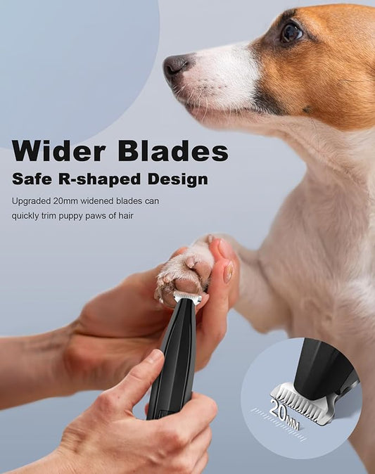 Dog Paw Trimmer for Grooming, Cordless Rechargeable Dog Clippers with Widened Blade, Low Noise Electric Cat Precision Shaver for Small Pet's Hair Around Eyes, Faces, Ears, Paws, Rump(Black)