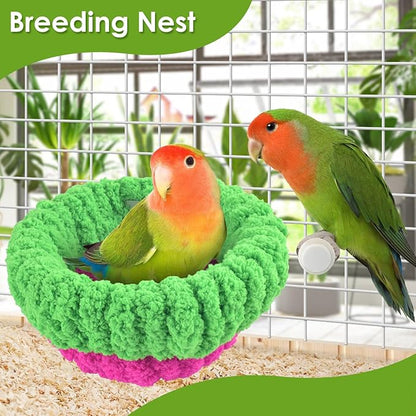KATUMO Bird Nest, Small Parrot Breeding Bed for Budgie, Parakeet, Cockatiel, Conure, Lovebird, Canary, Finch Birds (Green/Rose, Large)