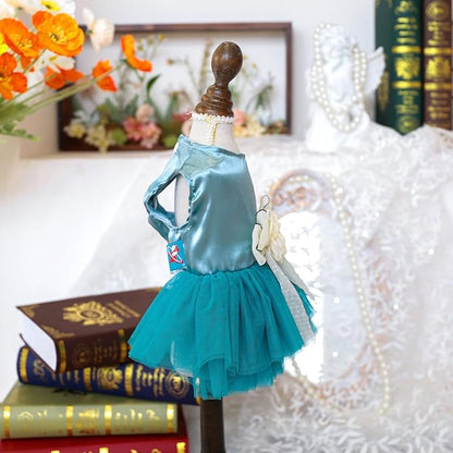 Fashion Sweet Puppy Dog Blingbling Princess Skirt Pet Dog Lace Cake Camisole Tutu Dress J-Blue M