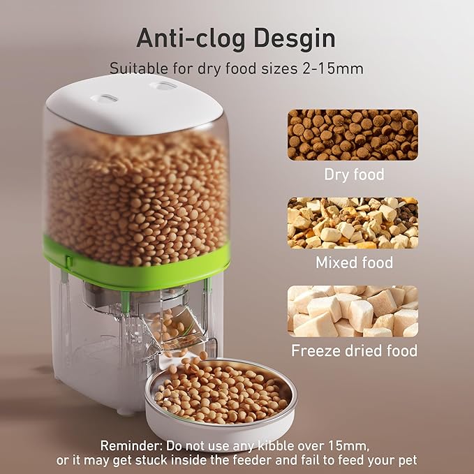 Automatic Cat Feeder - 4L Timed Auto Pet Feeder for Cat and Dog with Dry Food Dispenser, 180-day Battery Life, 1-6 Meals Per Day, 1-16 Portion, Desiccant Bag Keeps Food Fresh
