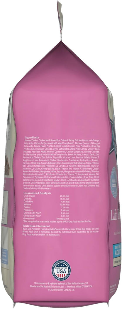 Blue Buffalo Life Protection Formula Natural Adult Small Breed Dry Dog Food, Chicken and Brown Rice 5-lb Trial Size Bag