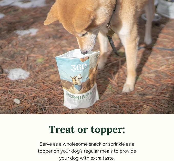 360 Pet Nutrition Freeze-Dried Raw Chicken Liver Dog Treats – Single Ingredient, High Protein, Grain-Free, All-Natural Training Snacks, Made in USA, 4 oz