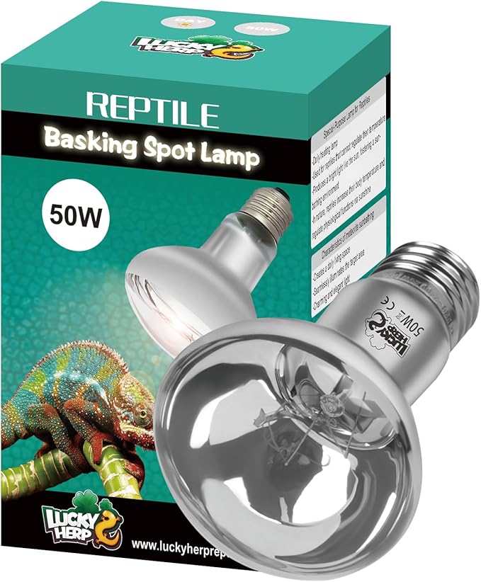 LUCKY HERP Heat Lamp Bulbs, UVA Intense Basking Spot Light Reptile Heat Lamp(Clear) 50W, Simulated Natural Sunlight Heat Lamp Bulbs for Reptile, Bearded Dragon, Amphibian, Turtle, Snake, Lizard