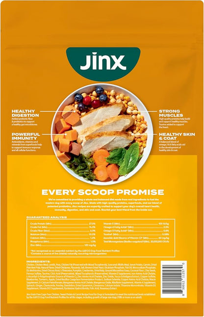 Jinx Premium Grain-Free Dry Dog Food, for All Lifestages - Real Chicken, Sweet Potato & Carrot Kibble with Superfoods for Immune Support & Probiotics for Digestive Support - No Fillers -30lb