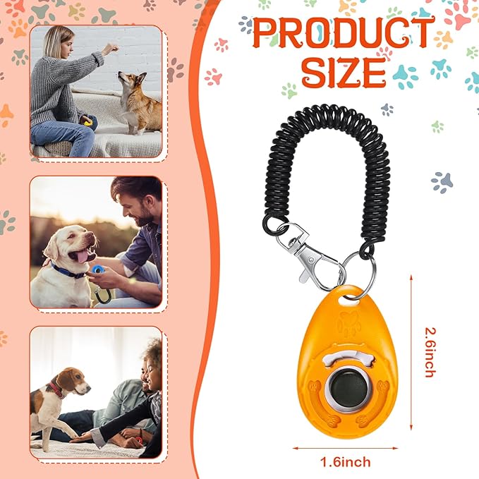 Kigeli 30 Pcs Dog Training Clicker for Pet with Wrist Strap Dog Cat Bird Clicker Puppy Training Supplies for Dogs Cats Horses Birds Behavioral Coaching Accessories (6 Colors)