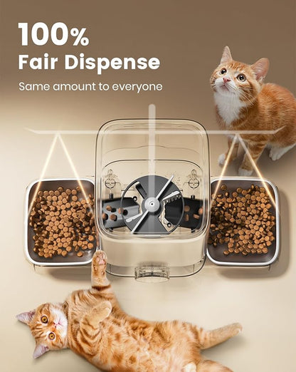 oneisall Automatic Cat Feeder for 2 Cats, 20 Cups/5L Auto Cat Feeder, Automatic Cats Food Dispenser for Small Pets Indoor, Timed Pet Feeder for Dry Food