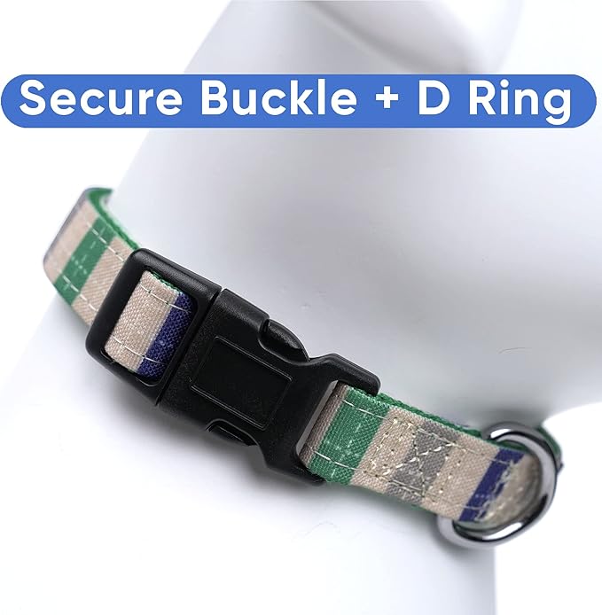 Pawtitas Pet Soft Adjustable Solid Color Nylon Puppy/Dog Collar Personalized Dog Collar Embroidered Customize w Pet Name & Phone Number Small Grey/Blue/Green